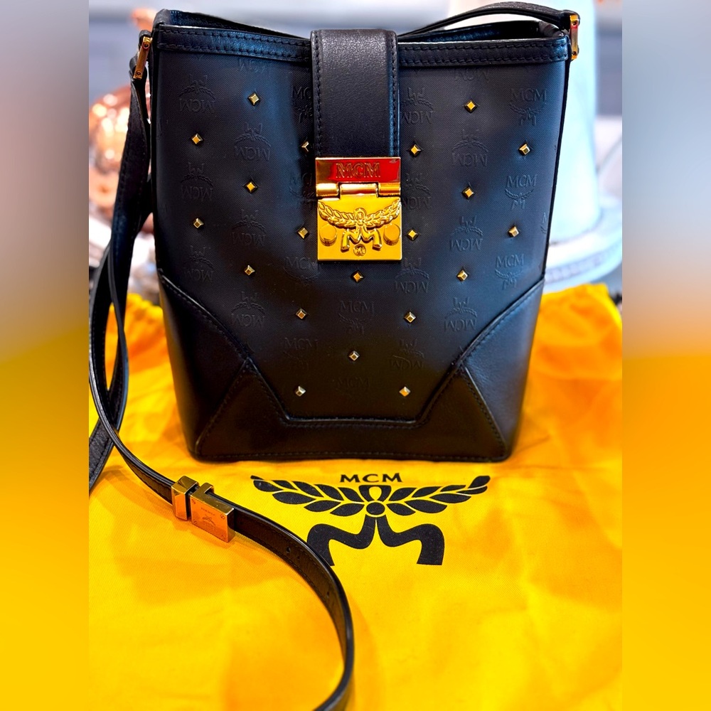 MCM Coated Canvas Mini Claudia Studs Crossbody Bag- Like New!